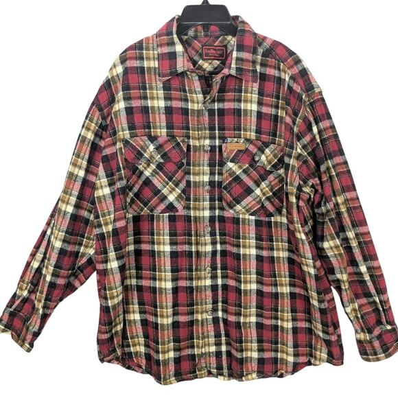 Five Brother Shirt Mens XL Red Plaid Flannel Button Up Long Sleeve 100% Cotton - Picture 1 of 10